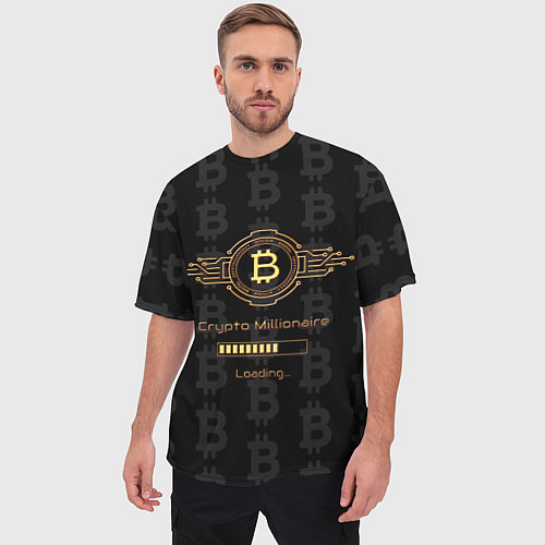 Мужская футболка оверсайз Биткоин миллионер - золотой / 3D-принт – фото 3