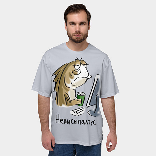 Мужская футболка оверсайз Сонный палтус / 3D-принт – фото 3