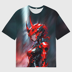 Футболка оверсайз мужская Девушка в кибернетической броне с рогами, цвет: 3D-принт