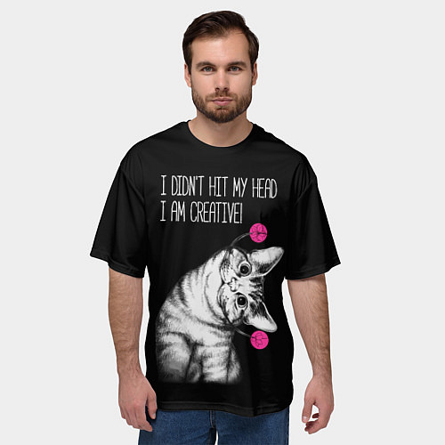 Мужская футболка оверсайз Я не ударился головой - я креативный / 3D-принт – фото 3
