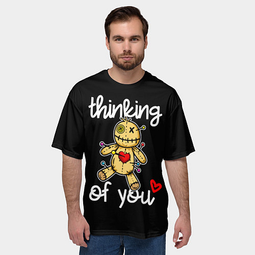 Мужская футболка оверсайз Думаю о тебе - кукла вуду / 3D-принт – фото 3