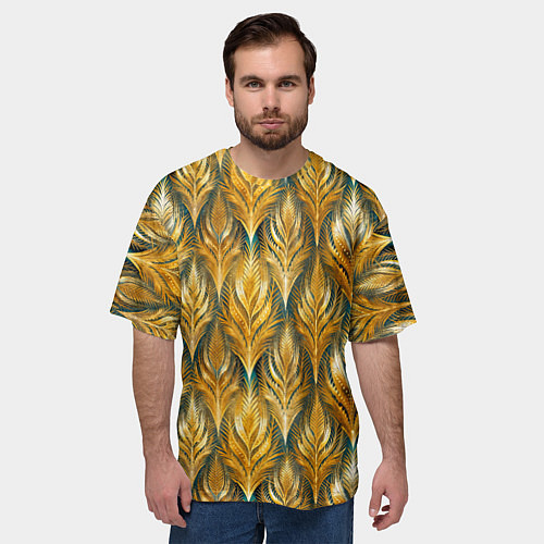 Мужская футболка оверсайз Золото осени травинки / 3D-принт – фото 3