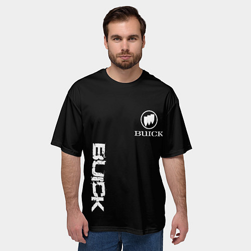 Мужская футболка оверсайз Buik logo white / 3D-принт – фото 3