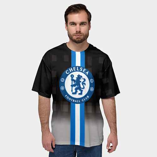 Мужская футболка оверсайз Chelsea fc sport geometry / 3D-принт – фото 3