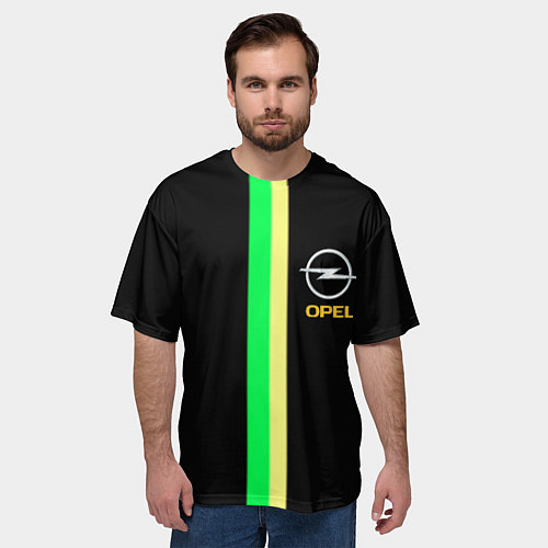 Мужская футболка оверсайз Opel line geometry / 3D-принт – фото 3