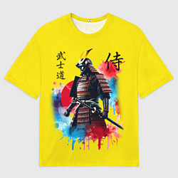 Футболка оверсайз мужская Японский самурай - акварель Япония, цвет: 3D-принт