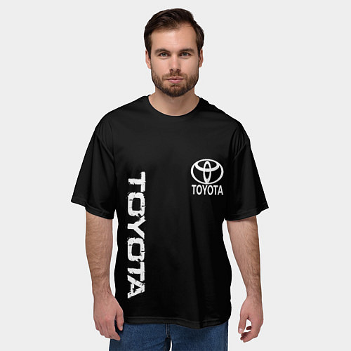 Мужская футболка оверсайз Toyota logo white steel / 3D-принт – фото 3