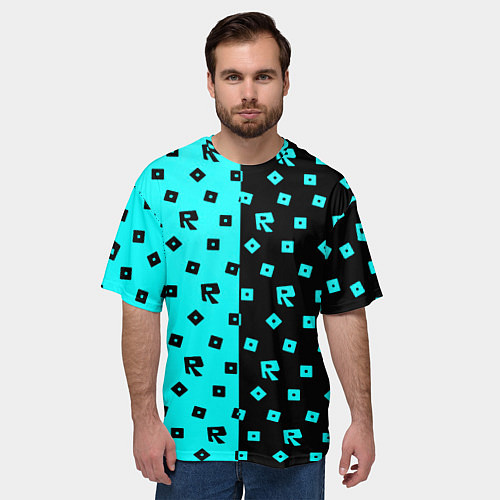 Мужская футболка оверсайз Roblox mobile game pattern / 3D-принт – фото 3