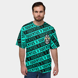 Футболка оверсайз мужская Juventus pattern logo steel, цвет: 3D-принт — фото 2