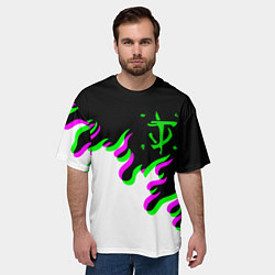 Футболка оверсайз мужская Doom logo fire demon, цвет: 3D-принт — фото 2