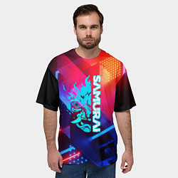 Футболка оверсайз мужская Samurai neon game, цвет: 3D-принт — фото 2