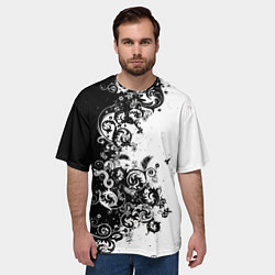 Футболка оверсайз мужская Чёрно белый стильный узор, цвет: 3D-принт — фото 2