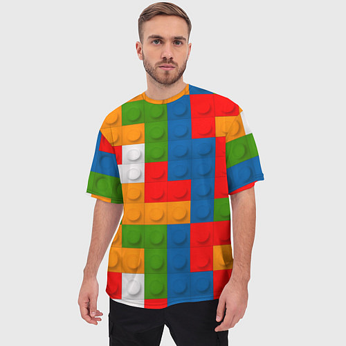 Мужская футболка оверсайз Блоки цветового конструктора / 3D-принт – фото 3