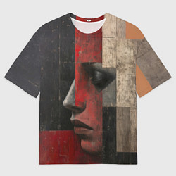Футболка оверсайз мужская Женщина в прямоугольниках, цвет: 3D-принт
