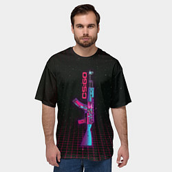 Футболка оверсайз мужская AK-47 Neon Rider - CS:GO, цвет: 3D-принт — фото 2