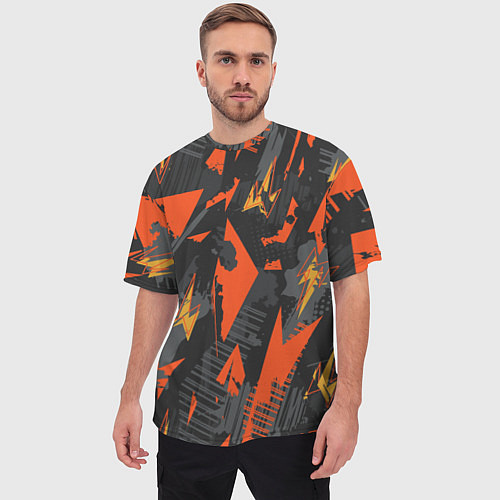 Мужская футболка оверсайз Яркий абстрактный узор для спорта / 3D-принт – фото 3