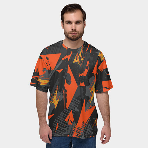 Мужская футболка оверсайз Яркий абстрактный узор для спорта / 3D-принт – фото 3