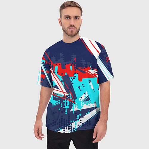 Мужская футболка оверсайз Яркий абстрактный узор для спорта / 3D-принт – фото 3
