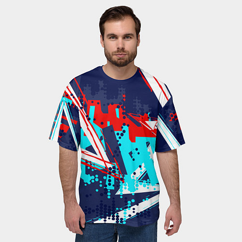 Мужская футболка оверсайз Яркий абстрактный узор для спорта / 3D-принт – фото 3