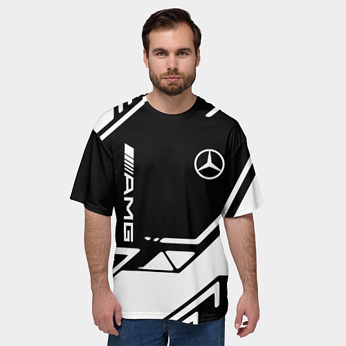 Мужская футболка оверсайз Mercedes bens geometry / 3D-принт – фото 3