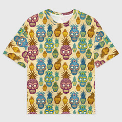 Футболка оверсайз мужская Обезьяна ананас, цвет: 3D-принт