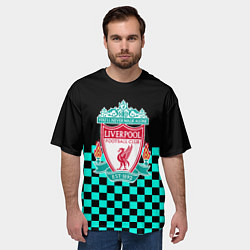 Футболка оверсайз мужская Liverpool fc sport клетка, цвет: 3D-принт — фото 2