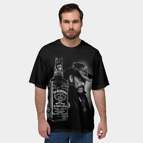 Мужская футболка оверсайз Motorhead - Ian Kilmister whiskey / 3D-принт – фото 3