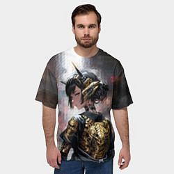 Футболка оверсайз мужская Девушка-андроид в золотых одеяниях, цвет: 3D-принт — фото 2