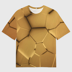 Футболка оверсайз мужская Золотые неоновые плиты в разломе, цвет: 3D-принт