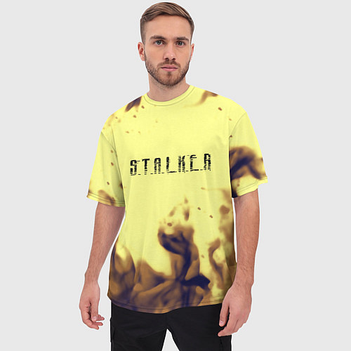 Мужская футболка оверсайз Stalker fire retro / 3D-принт – фото 3