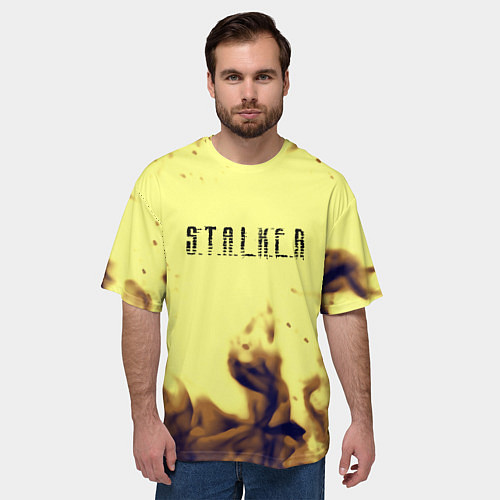 Мужская футболка оверсайз Stalker fire retro / 3D-принт – фото 3