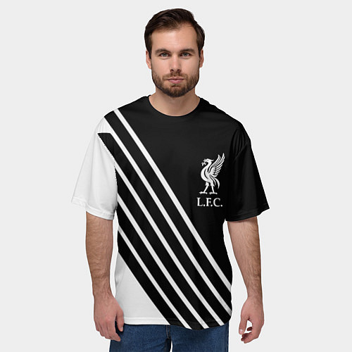 Мужская футболка оверсайз Liverpool sport fc geometry / 3D-принт – фото 3