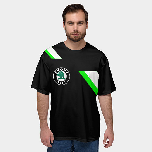 Мужская футболка оверсайз Skoda geometry / 3D-принт – фото 3