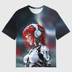 Футболка оверсайз мужская Рыжая девушка-андроид, цвет: 3D-принт