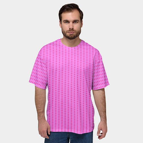 Мужская футболка оверсайз Паттерн сетчатый контурный / 3D-принт – фото 3