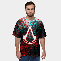 Футболка оверсайз мужская Assassins Creed logo glitch, цвет: 3D-принт — фото 2