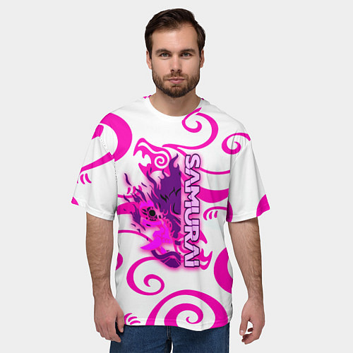 Мужская футболка оверсайз Samurai dragon steel / 3D-принт – фото 3