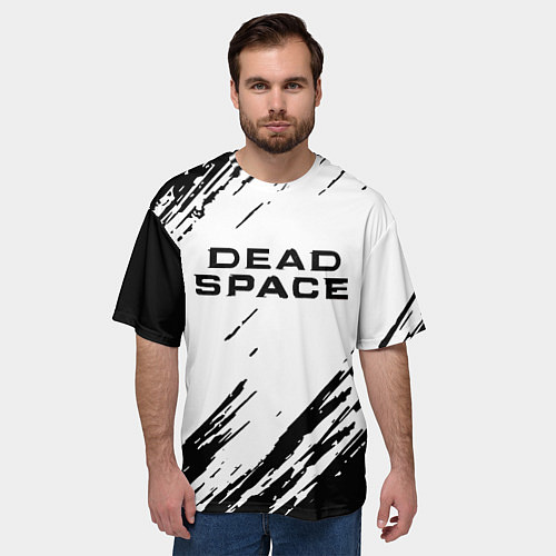 Мужская футболка оверсайз Dead space чёрные краски / 3D-принт – фото 3