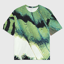 Футболка оверсайз мужская Зелено-черные пятна на светлом, цвет: 3D-принт