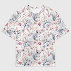 Футболка оверсайз мужская Бельчонок в цветах, цвет: 3D-принт