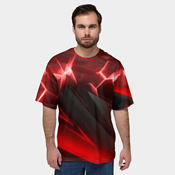 Футболка оверсайз мужская Яркая красная объемная абстракция, цвет: 3D-принт — фото 2