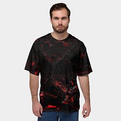 Футболка оверсайз мужская Потертая красная текстура, цвет: 3D-принт — фото 2