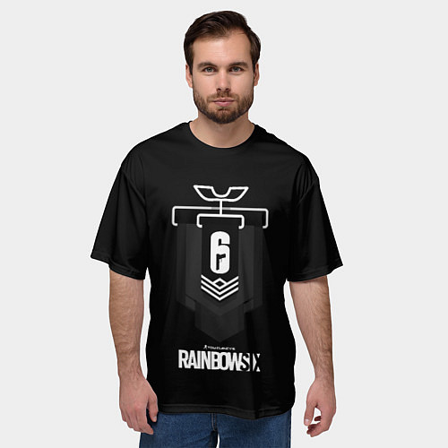 Мужская футболка оверсайз Радуга лого гейм / 3D-принт – фото 3