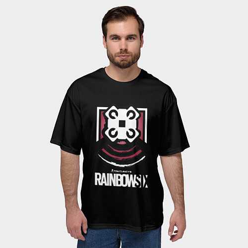 Мужская футболка оверсайз Радуга лого ачивки / 3D-принт – фото 3