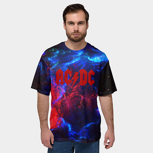 Мужская футболка оверсайз AC DC space / 3D-принт – фото 3