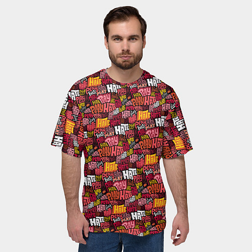 Мужская футболка оверсайз Разыгрывай неприязнь / 3D-принт – фото 3
