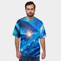 Футболка оверсайз мужская Синяя объемная абстракция со вспышкой, цвет: 3D-принт — фото 2