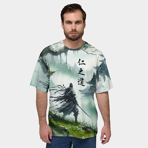 Мужская футболка оверсайз Samurai - ghost of Tsushima / 3D-принт – фото 3