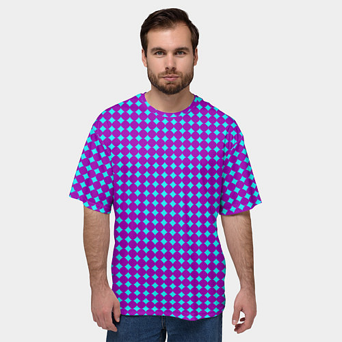 Мужская футболка оверсайз Паттерн кругов и ромбов / 3D-принт – фото 3
