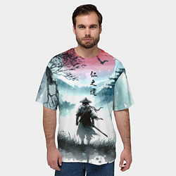 Футболка оверсайз мужская Japanese samurai - ghost of Tsushima, цвет: 3D-принт — фото 2